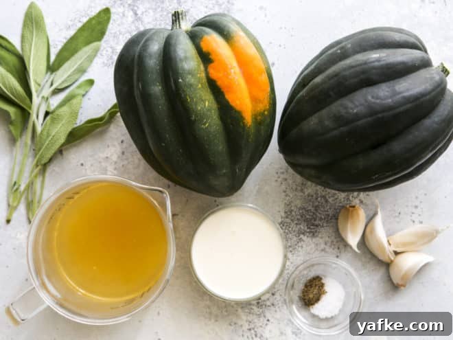 Oven Roasted Acorn Squash with Sage Cream Sauce Recipe 2 ingredients for roasted acorn squash with sage cream sauce