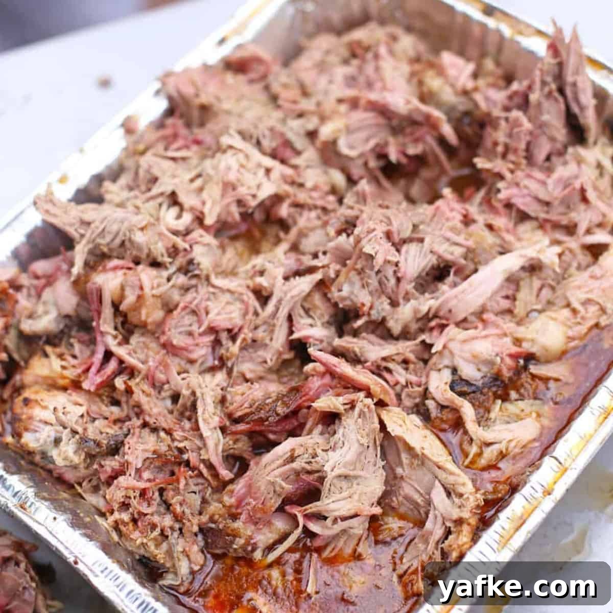 Smoked Pulled Pork Lettuce Wraps with Savory Soy Dipping Sauce 3 pulled pork butt in a foil pan
