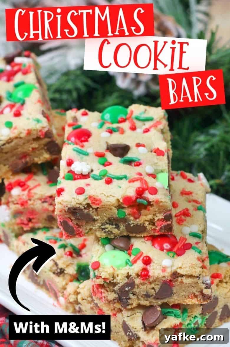Chewy Christmas Cookie Bars Recipe with Festive Sprinkles 7 Christmas Cookie Bars with M&Ms