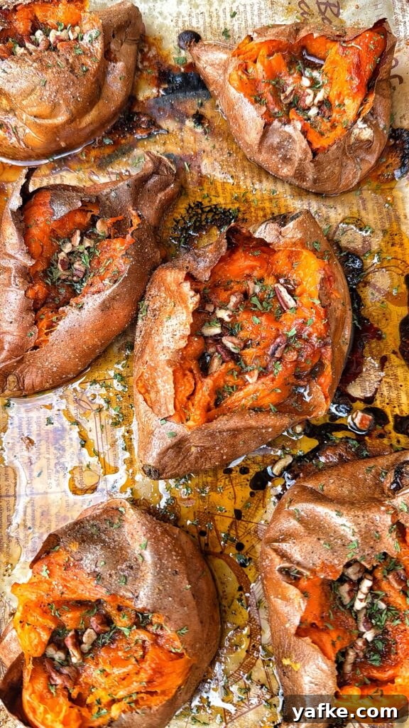 Baked Sweet Potatoes with Savory Maple Butter Recipe 2 Ultimate baked sweet potatoes with savory maple butter, toasted pecans, and chives