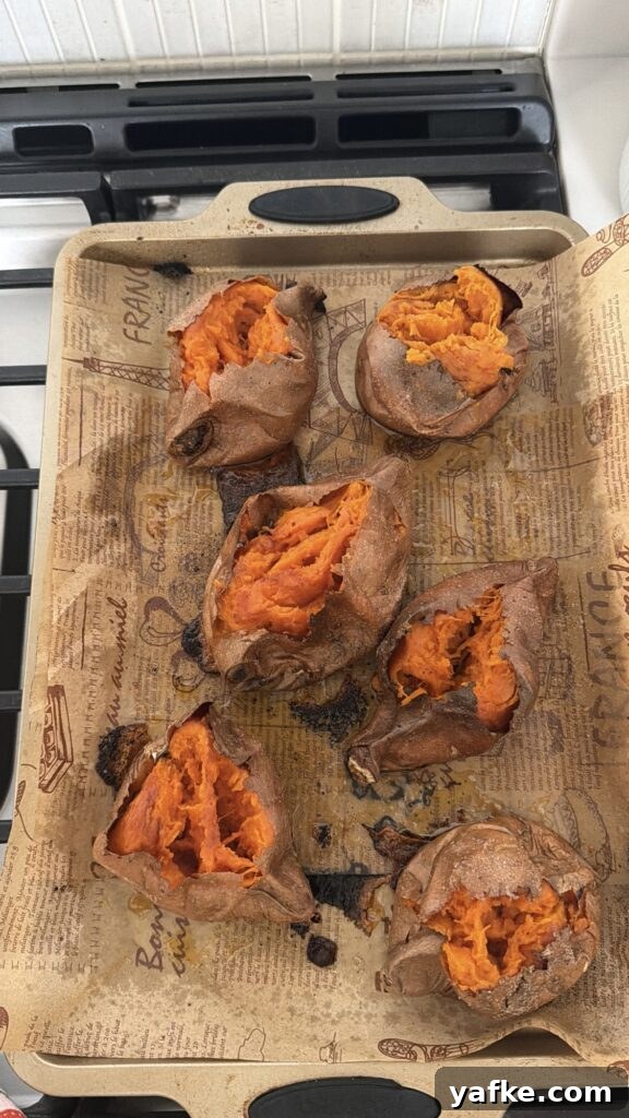 Baked Sweet Potatoes with Savory Maple Butter Recipe 11 Split, make ahead baked sweet potatoes ready to reheat for Thanksgiving