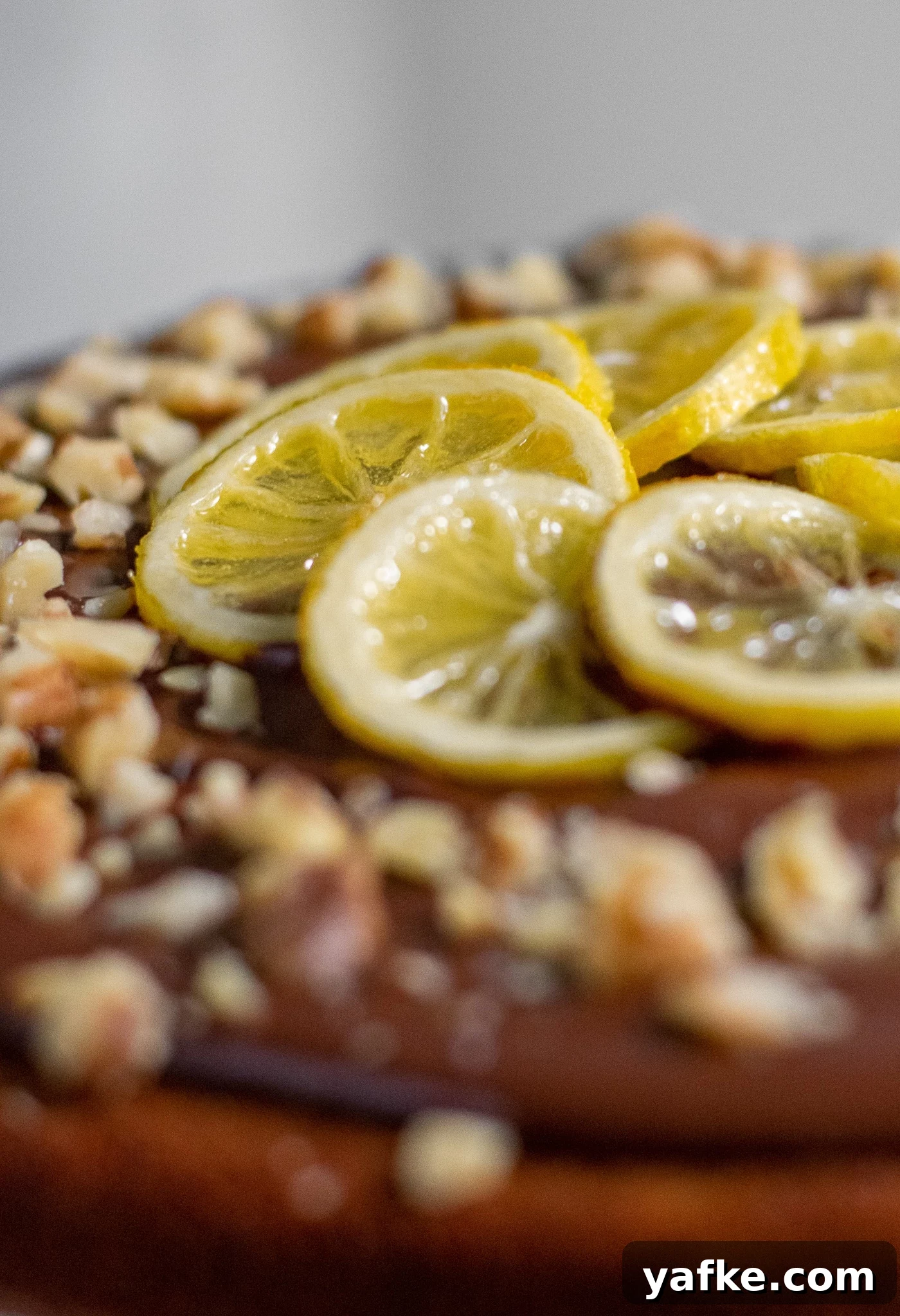 Traditional Danish Honey Cake (Honningkage) Recipe 9 A honey cake with buttercream topped with chocolate, walnuts, and candied lemon.