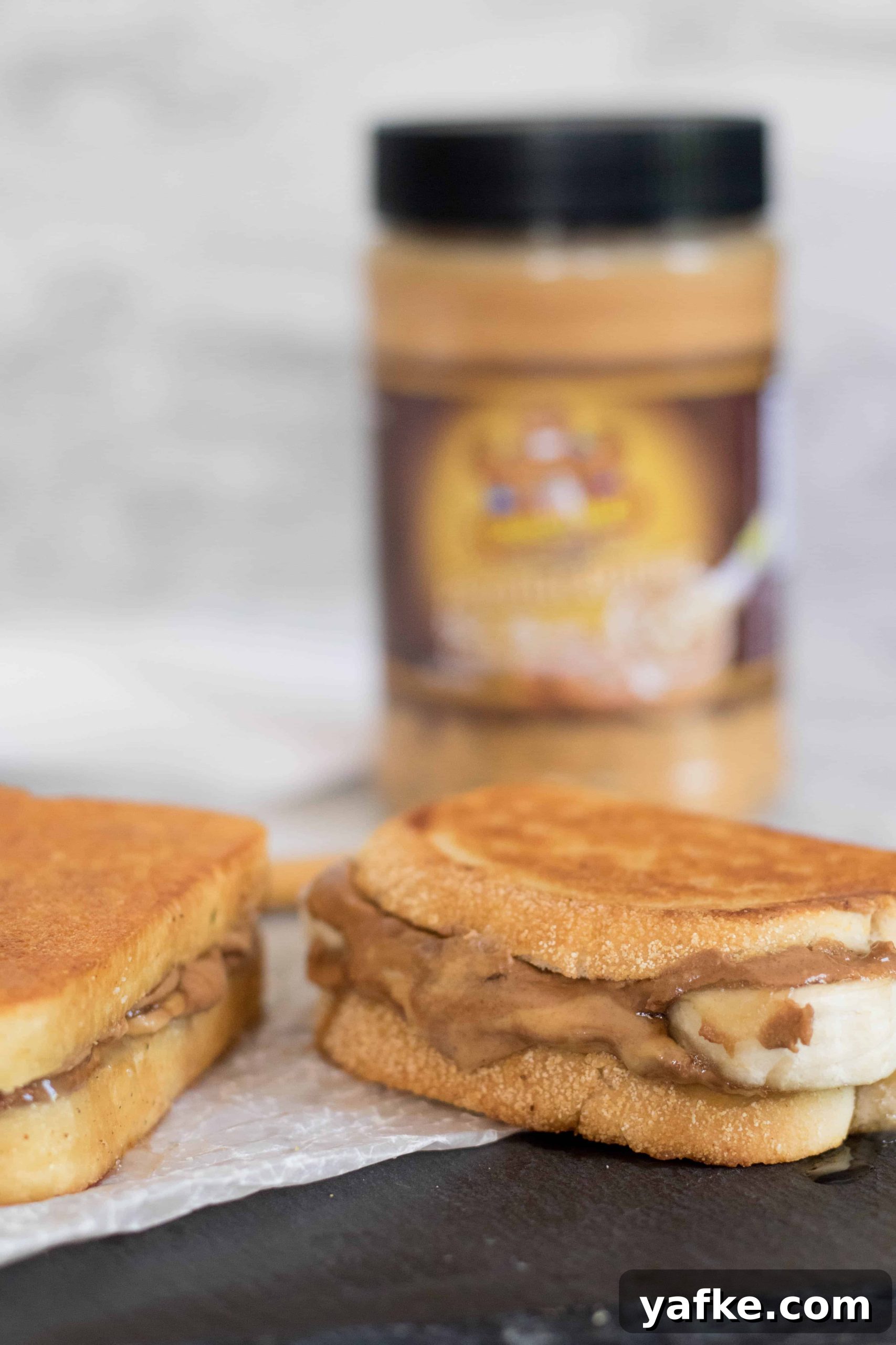 Grilled Peanut Butter and Banana Sandwich Recipe 6 Peanut butter oozing out of the grilled banana Pb sandwich