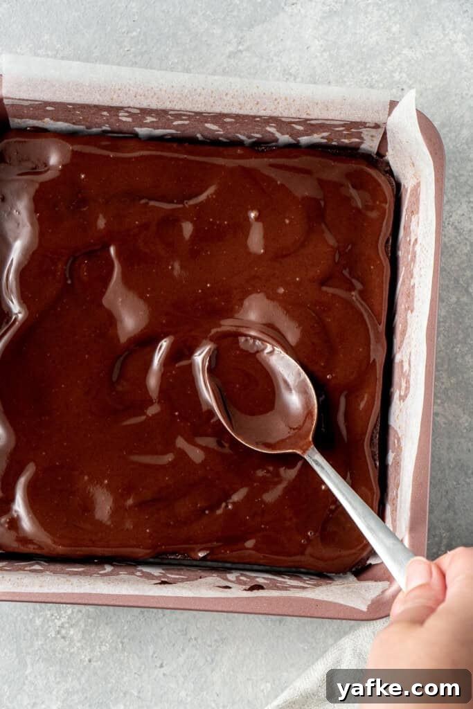 Chocolate Peppermint Brownies: Gluten and Dairy-Free 11 Spreading the ganache over the top of the brownies.
