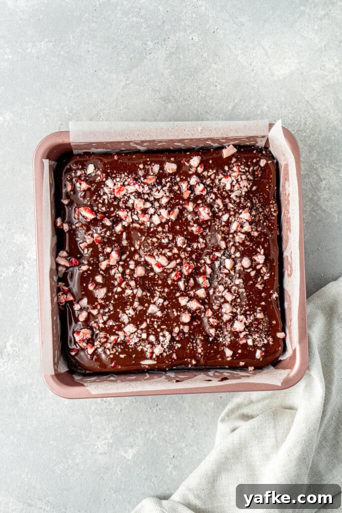 Chocolate Peppermint Brownies: Gluten and Dairy-Free 12 Finished brownies with crushed candy canes.