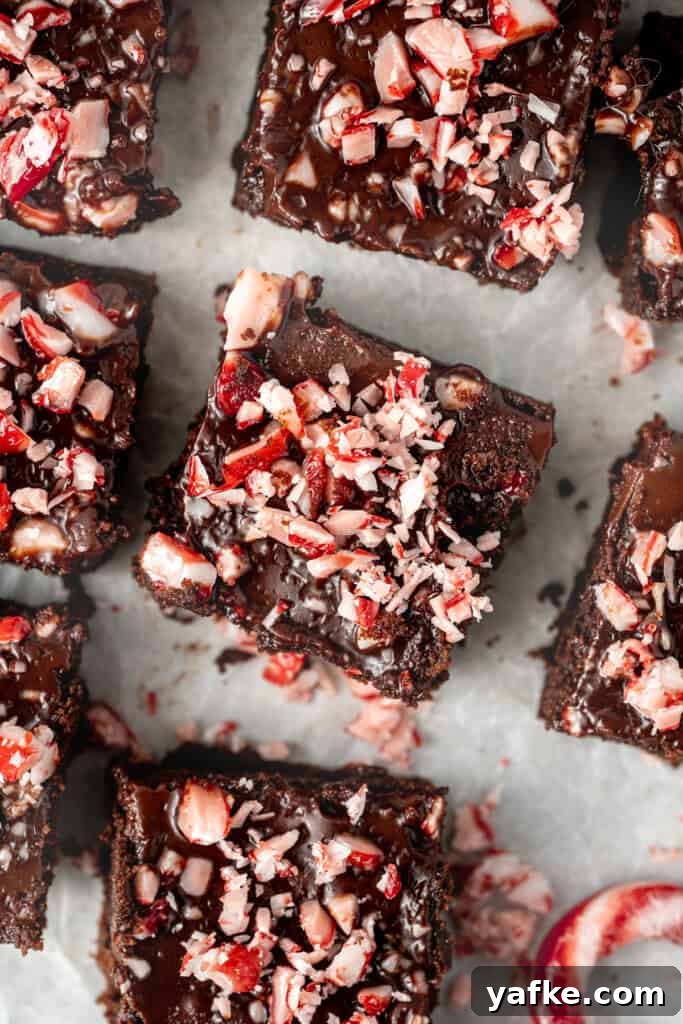 Chocolate Peppermint Brownies: Gluten and Dairy-Free 13 The chocolate peppermint brownies cut into squares.