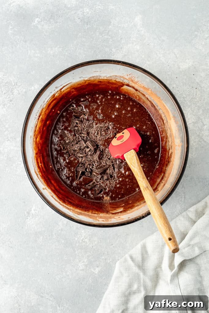 Chocolate Peppermint Brownies: Gluten and Dairy-Free 7 Adding the chopped dark chocolate into the batter.