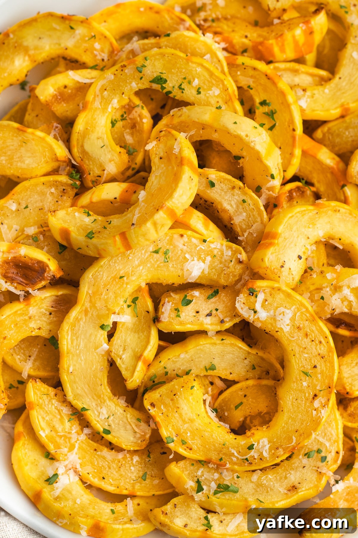 This is a picture of air fryer delicata squash close up.