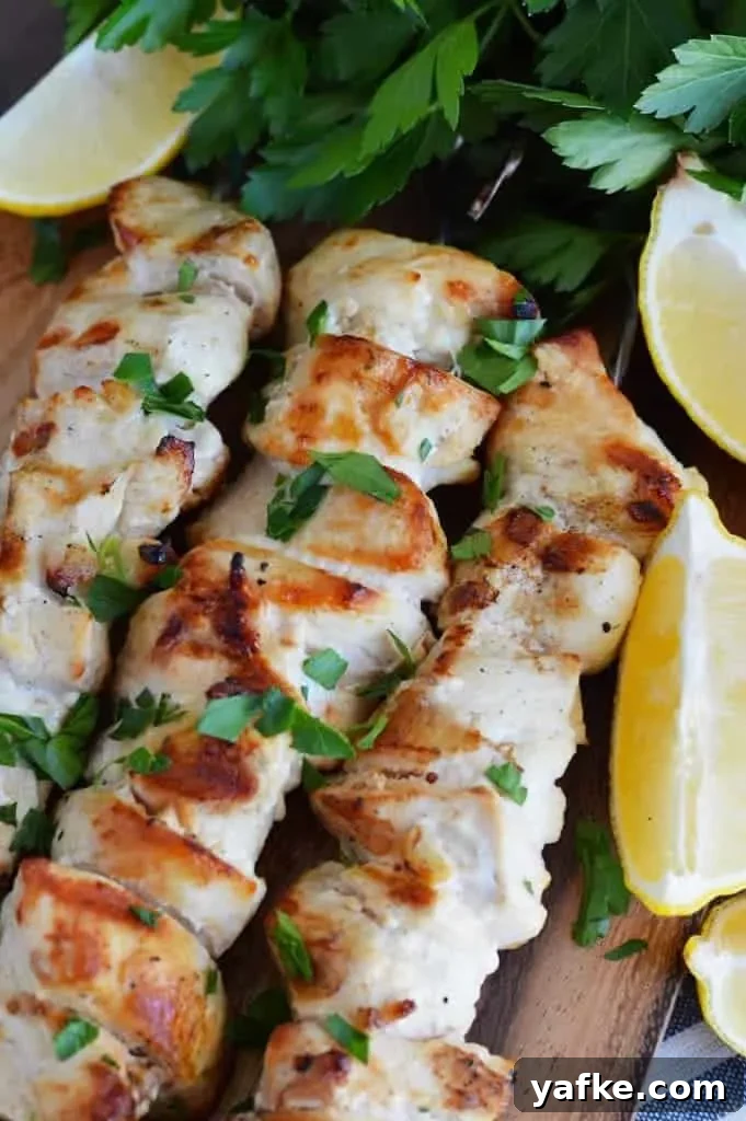 3-Ingredient Lemon Garlic Chicken Skewers 4 Lemon Garlic Chicken Skewers plated