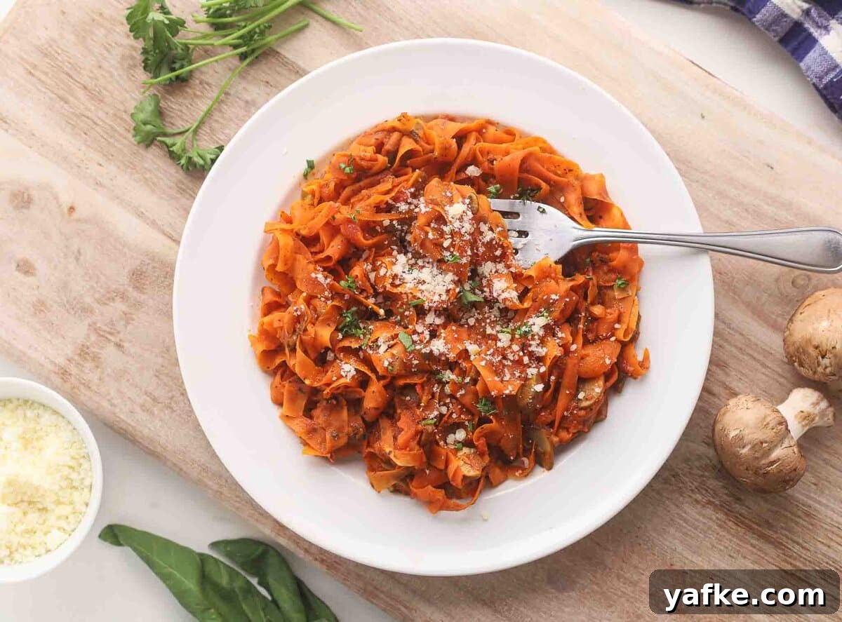 Carrot Spaghetti Recipe: Savory Veggie Noodle Pasta 8 Spaghetti made with carrot noodles