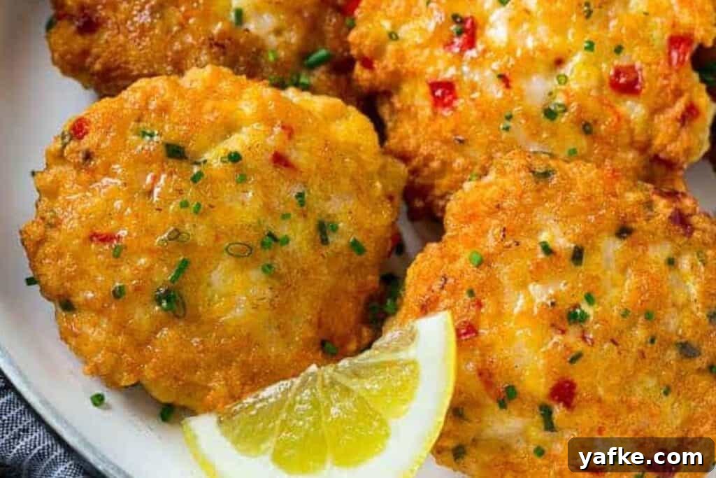 Crispy Shrimp Cakes Recipe with Lemon Aioli 9 Served shrimp cakes with garnish
