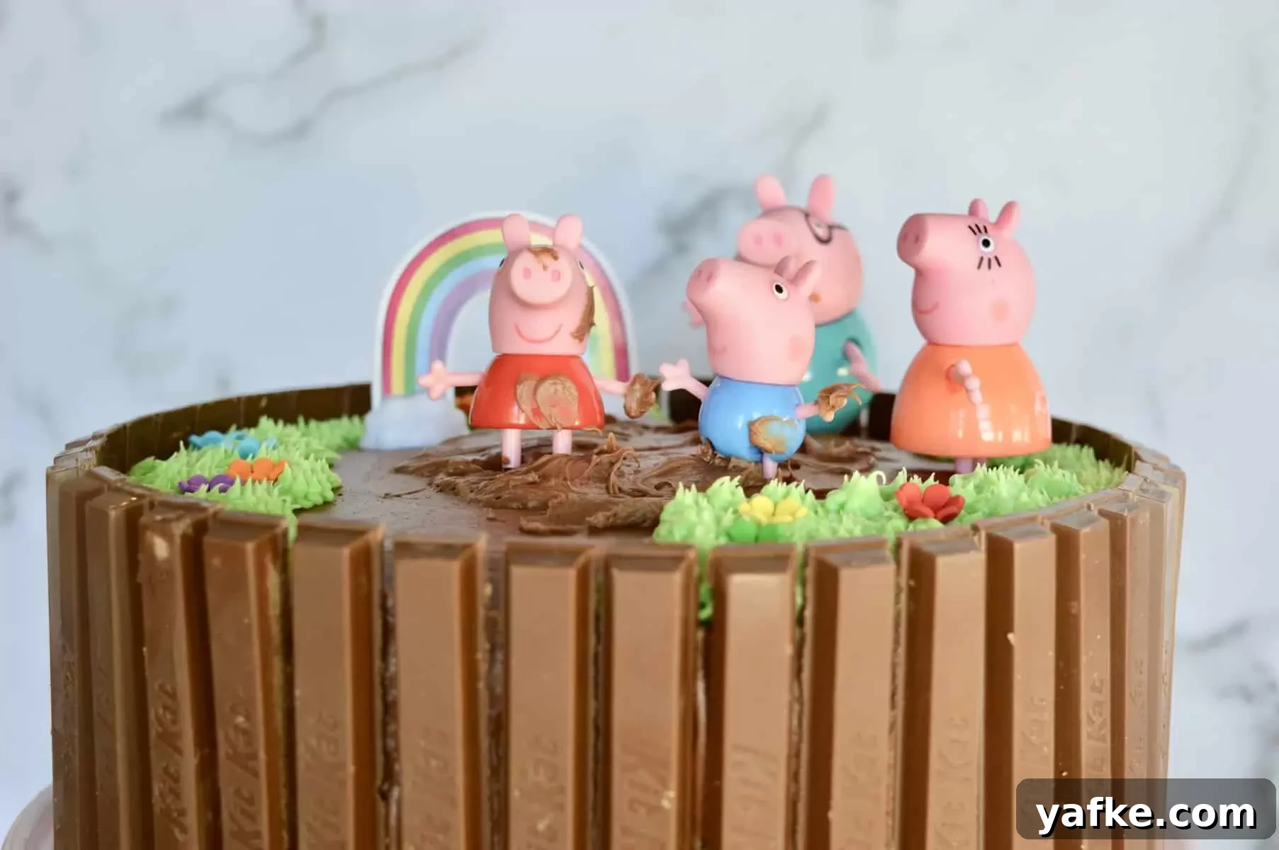 Peppa Pig Kit Kat Birthday Cake Recipe 2 side view of the kit Kat cake