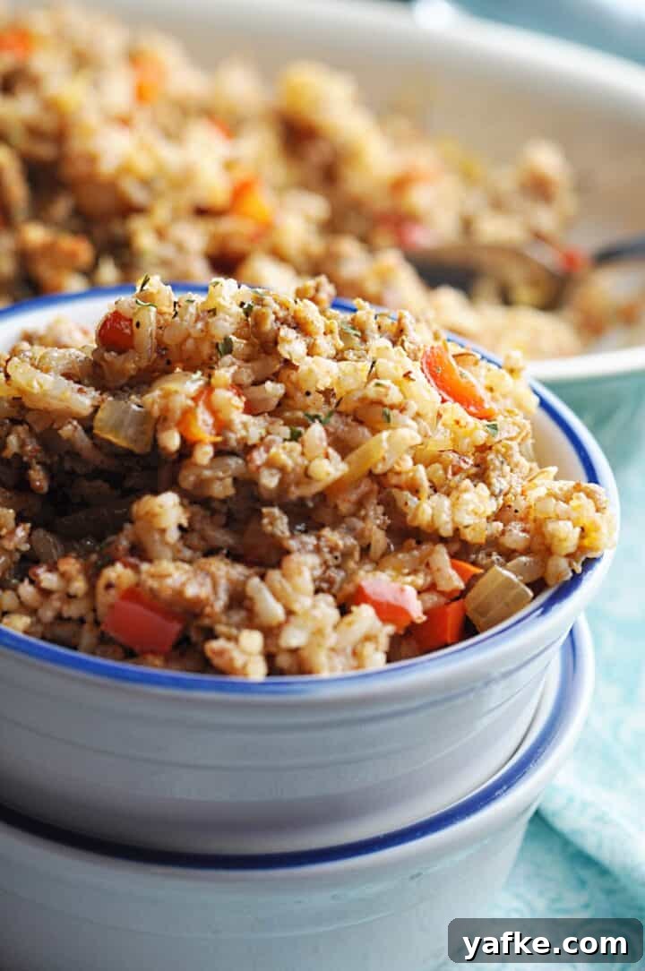 Copycat Bojangles Dirty Rice Recipe 4 Single serving of dirty rice in bowl