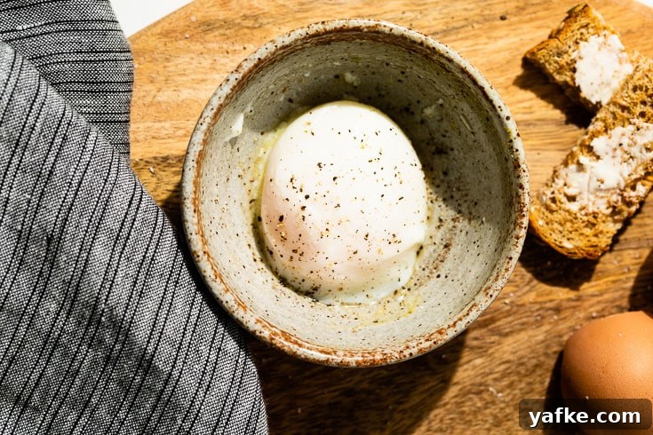 How to Make Silky Sous Vide Poached Eggs 5 sous vide poached eggs in bowl horizontal overhead