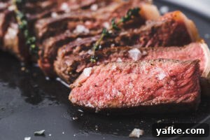 perfect sous vide steak sliced on plate
