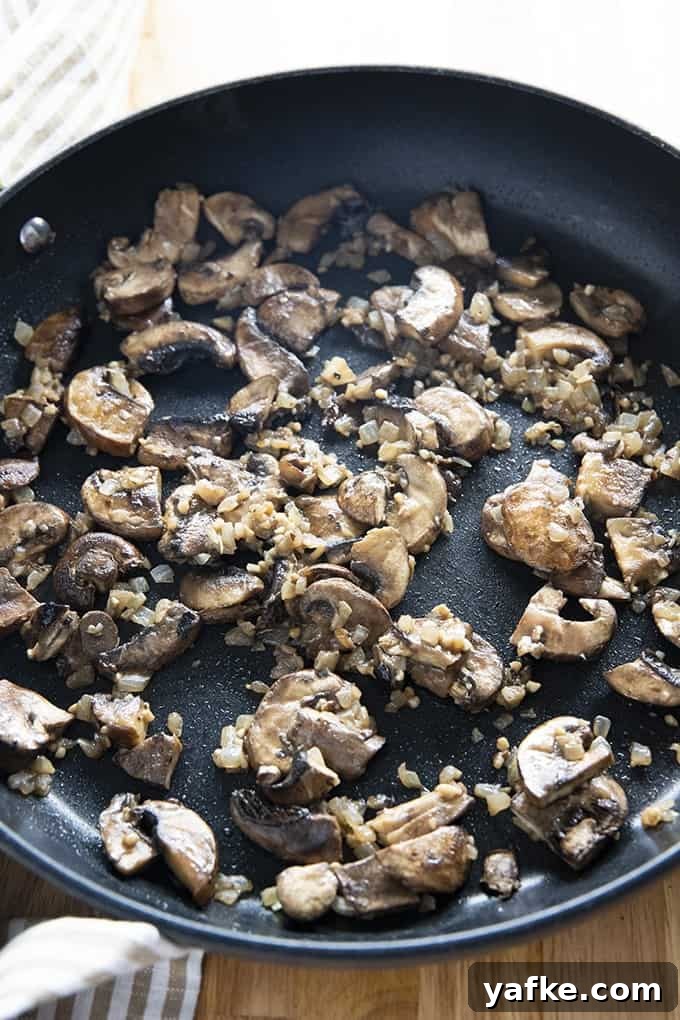 Creamy Tortellini with Spinach and Mushrooms Recipe 2 sauteed onions and mushrooms with garlic