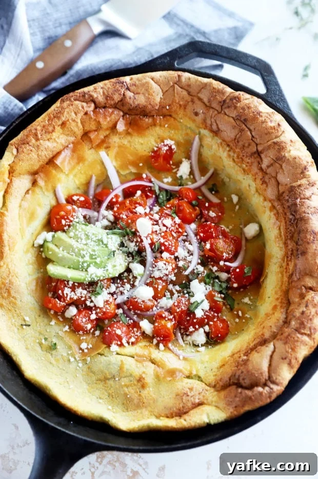 Dutch baby overhead image in skillet