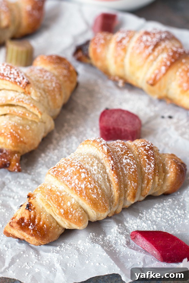 Nutella Rhubarb Puff Pastry Croissants