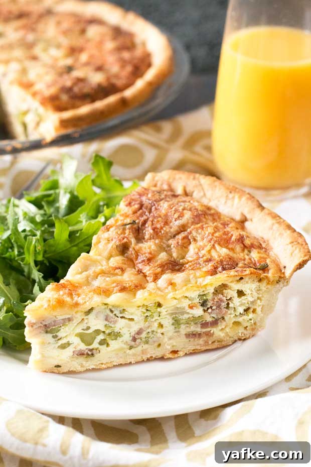 Bacon, Roasted Broccolini & Gruyere Quiche