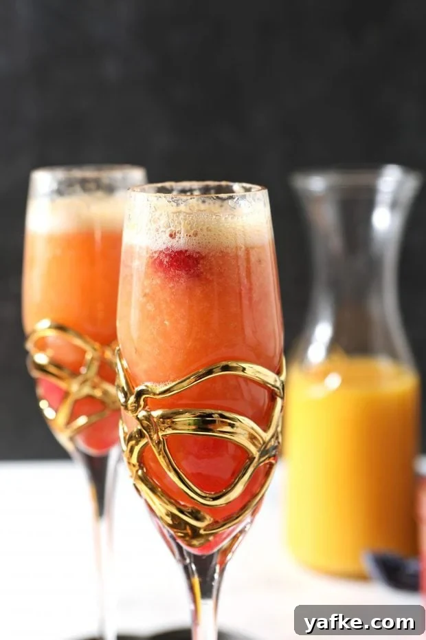 Side photo of raspberry mimosa