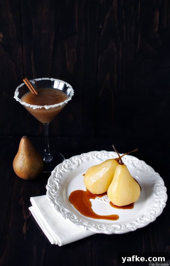 sexy_pears_15 Citrus wine poached pears are a fancy looking dessert that are super easy to make! Bursting with orange flavor and warm fall spices. \\ PassTheSushi.com