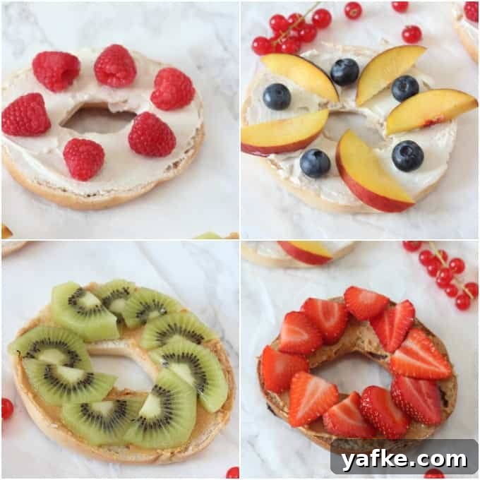 Breakfast Bagels with Summer Fruit 4 Summer Fruit Breakfast Bagels collage