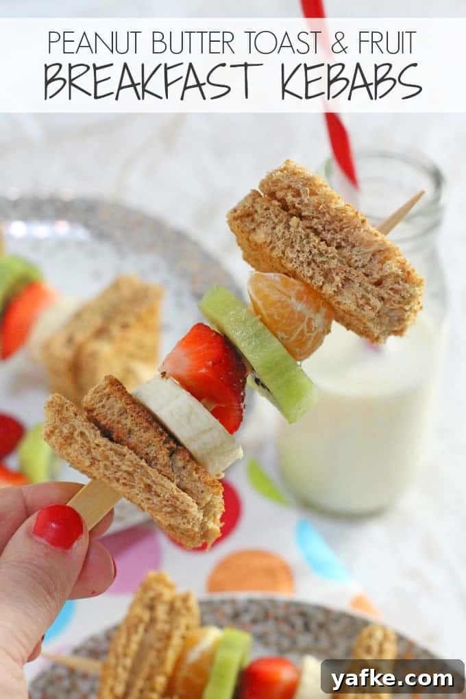 Breakfast Bagels with Summer Fruit 5 Peanut Butter Toast & Fruit Kebabs Pinterest Pin
