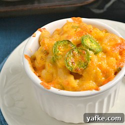 Jalapeno butternut mac and cheese in a bowl