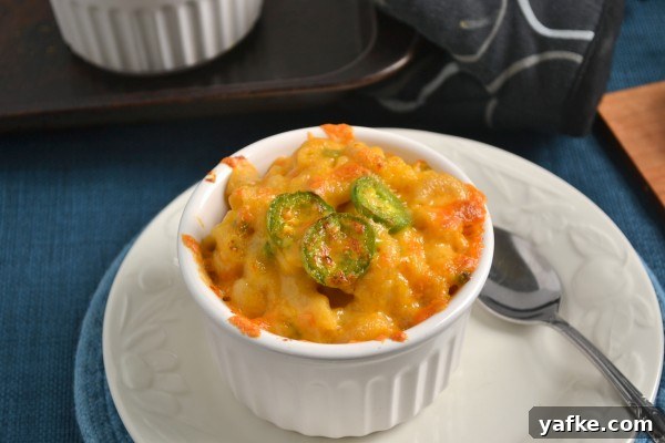 Jalapeno Butternut Mac and Cheese serving Serving of jalapeno butternut mac and cheese