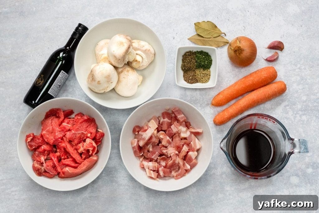 Slow Cooker Beef Bourguignon Recipe: Classic Red Wine Stew 2 Ingredients for slow cooker beef bourguignon