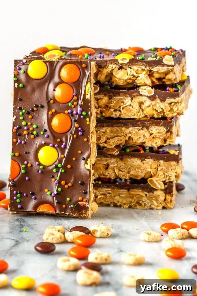 Homemade Chocolate Peanut Butter Granola Bars Recipe 5 Chocolate topped granola bars with candy