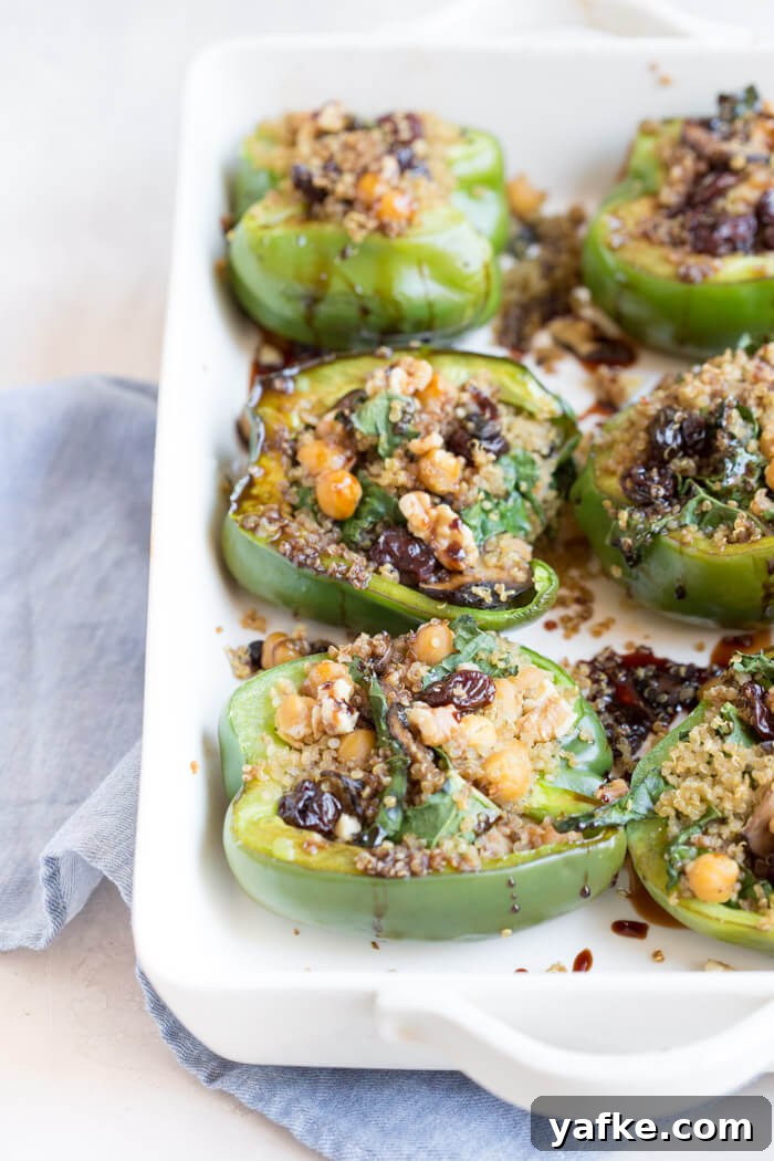 Plant-Based Diet: What It Is and How to Get Started 3 Vegetarian Quinoa Stuffed Peppers filled with quinoa, mushrooms, kale, dried tart cherries with walnuts and tart cherry reduction. A healthy veggie meal.