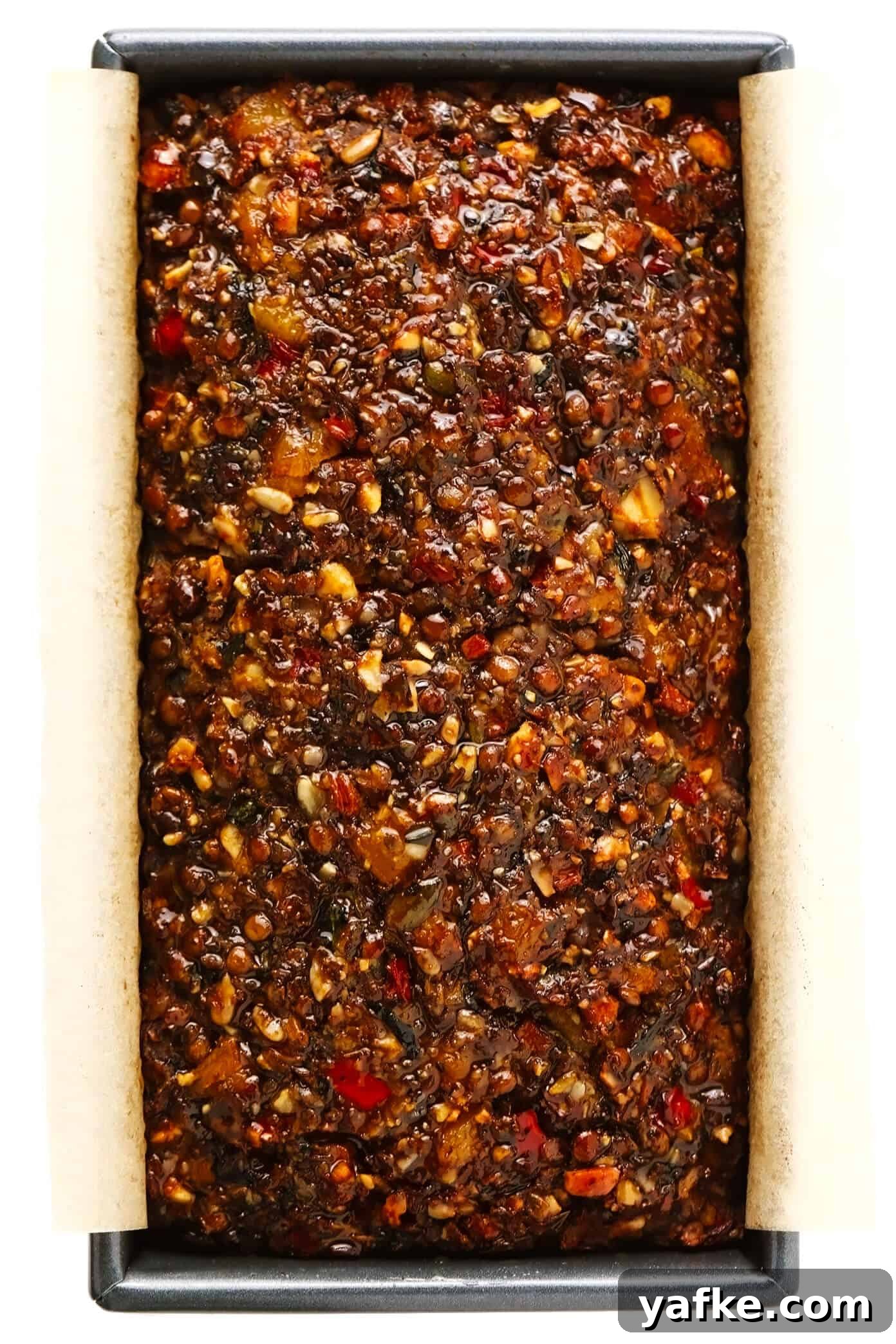 Unbaked nut roast in a bread pan Nut Roast in a Bread Pan