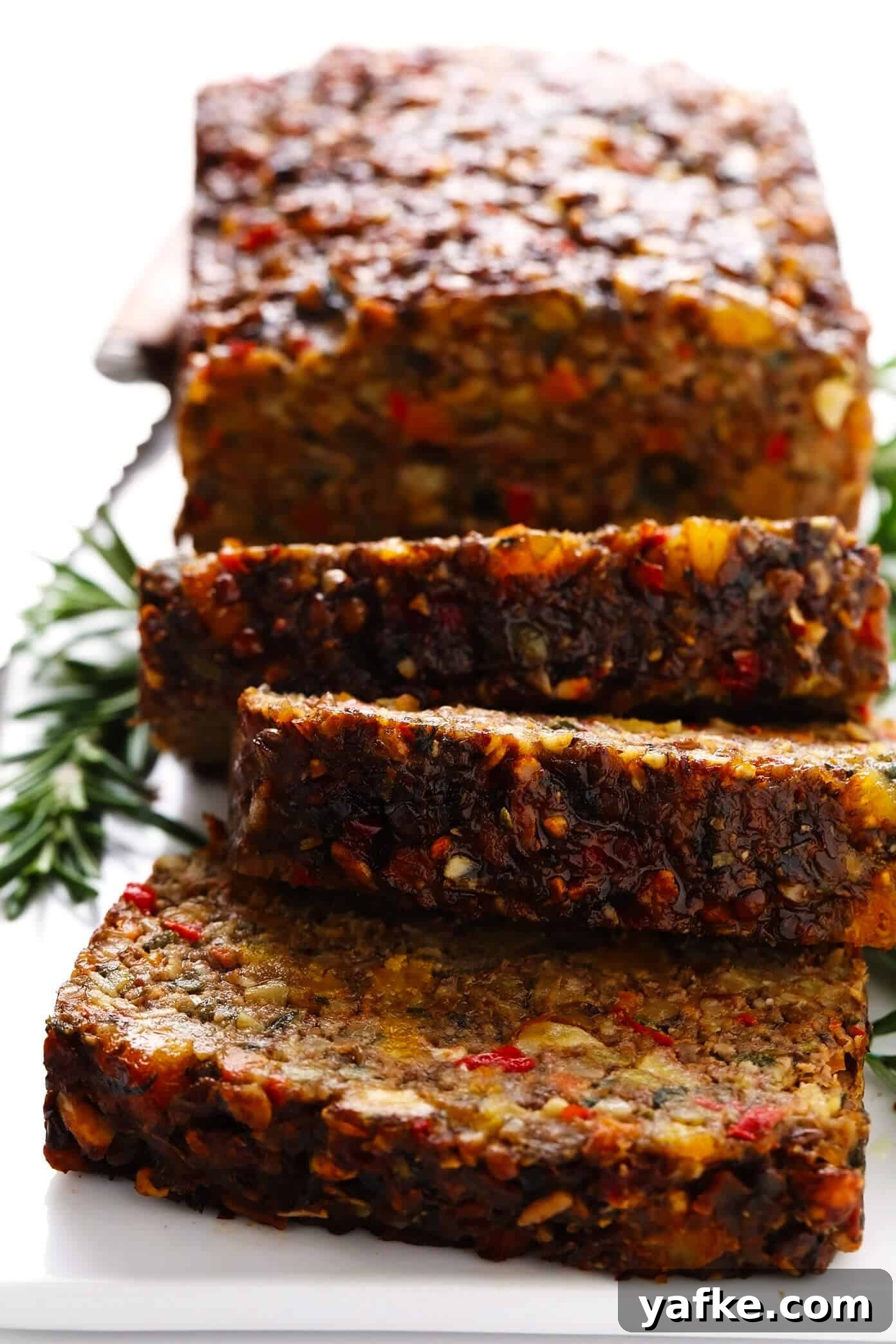 Sliced nut roast ready to serve Sliced Nut Roast
