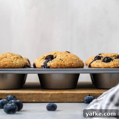 Gluten-Free Apple Cinnamon Muffins 14 A batch of zucchini blueberry muffins resting in a metal baking tin.