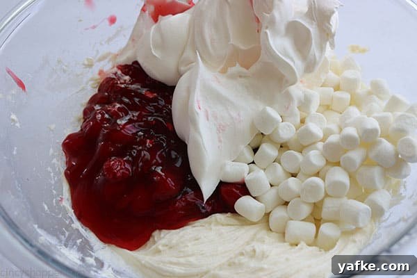 Cherry Fluff ingredients in a bowl.