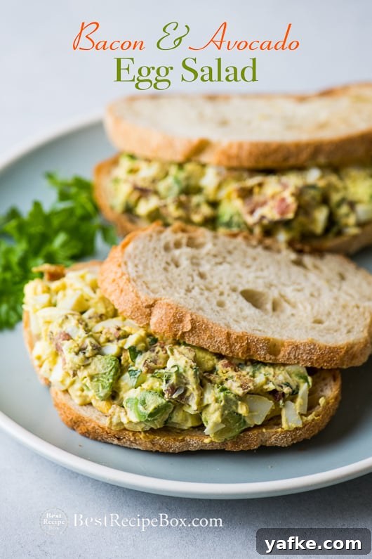 Bacon Avocado Egg Salad Recipe Best Egg Salad Recipe | @bestrecipebox Bacon Avocado Egg Salad Recipe Best Egg Salad Recipe on a plate