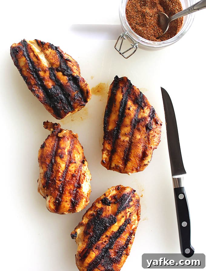 Smoky spice rubbed chicken on a plate