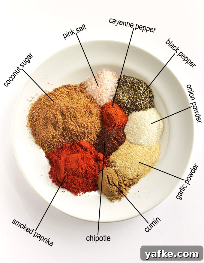 Jar of smoky spice rub next to meat