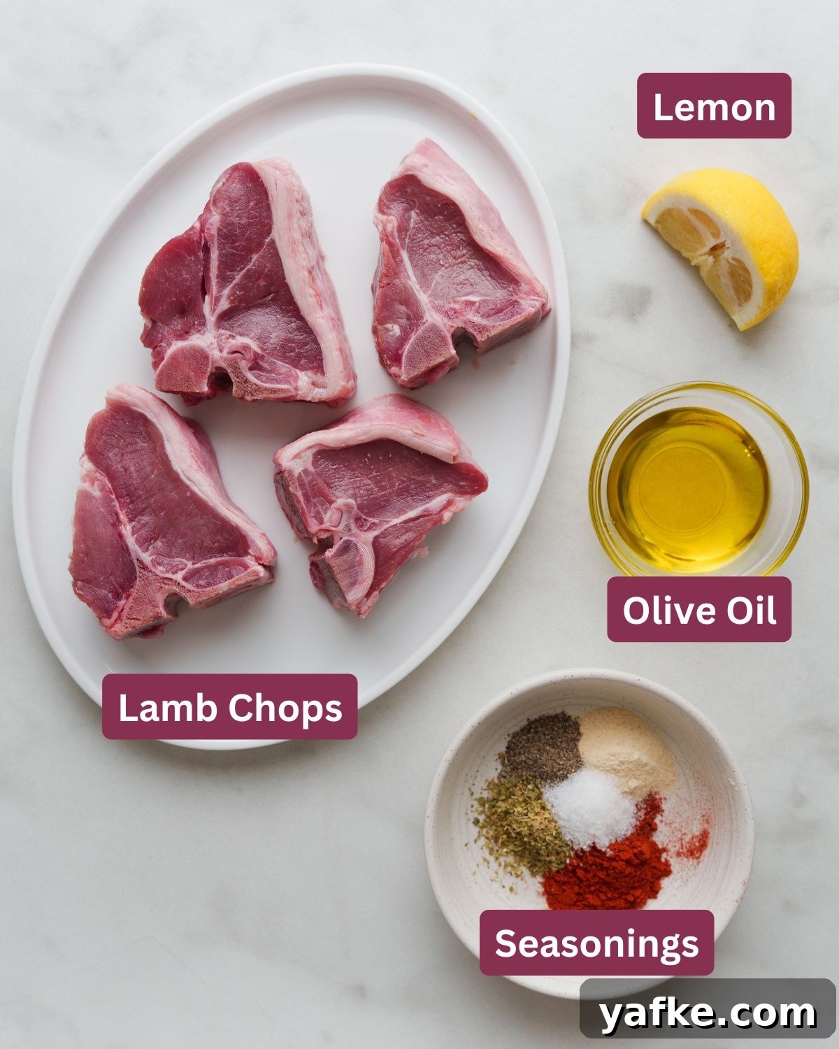 Air Fryer Lamb Chops Recipe with Garlic and Herbs 3 Air fryer lamb chops ingredients.