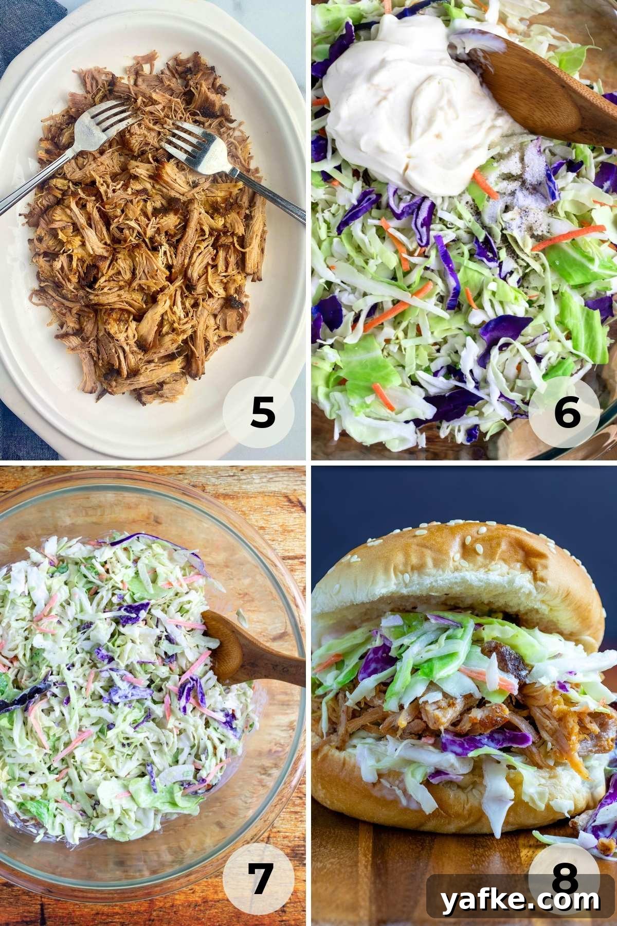 BBQ Pulled Pork Sandwich with Tangy Coleslaw 6 Coleslaw and sandwich assembly