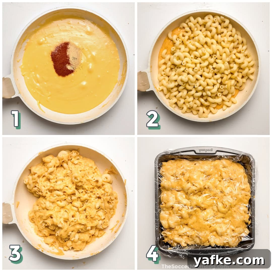Crispy Fried Mac and Cheese Balls Recipe with Gooey Center 3 4 step photo collage showing how to make homemade macaroni and cheese.