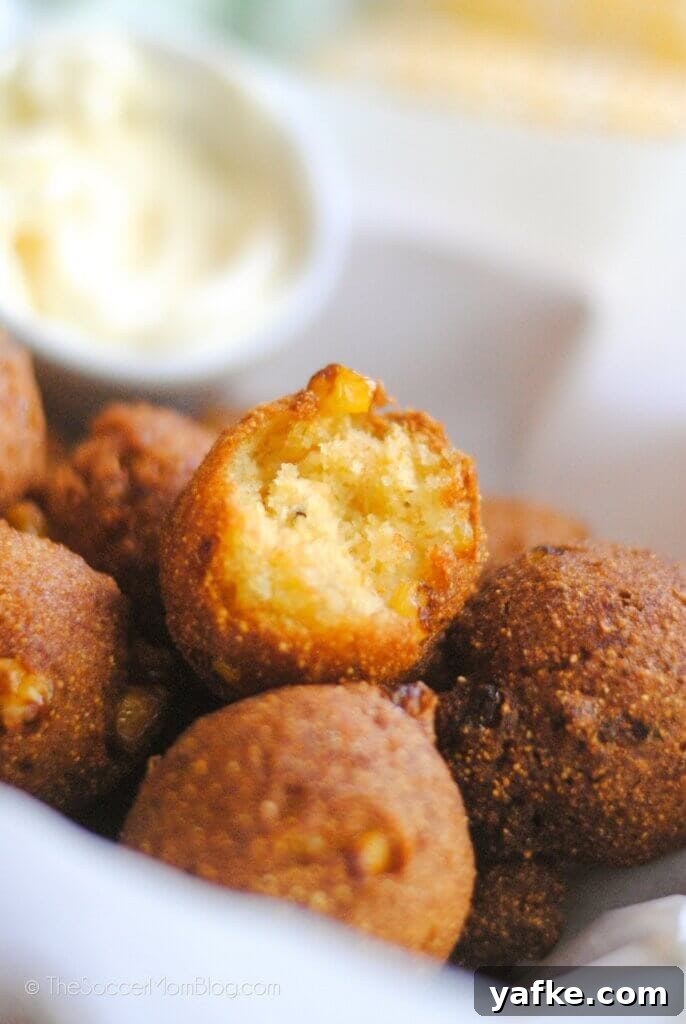 Crispy Fried Mac and Cheese Balls Recipe with Gooey Center 7 basket of hush puppies with side of honey butter