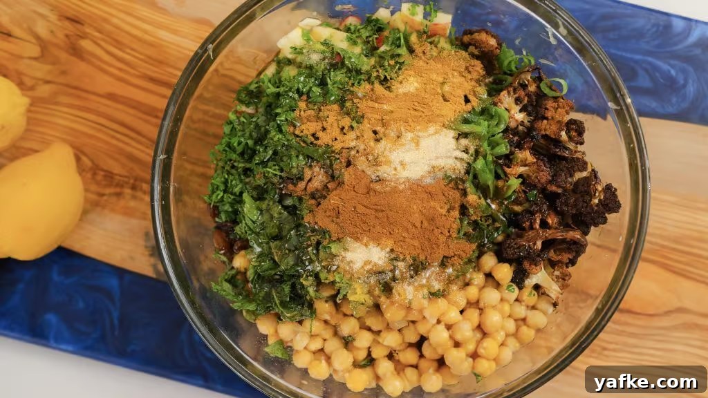 Roasted Cauliflower and Chickpea Couscous Salad with Lemon 3 Close up Moroccan chickpea couscous salad