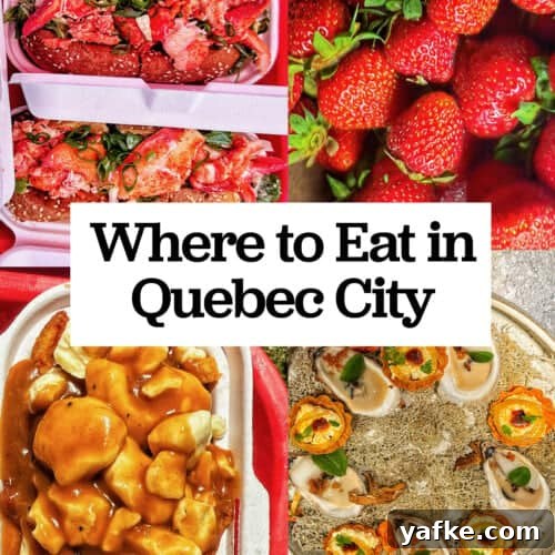 lobster rolls, poutine, strawberries, oysters with title text overlay.