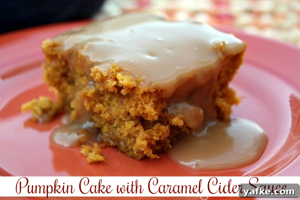 Pumpkin Cake with Caramel Cider Sauce