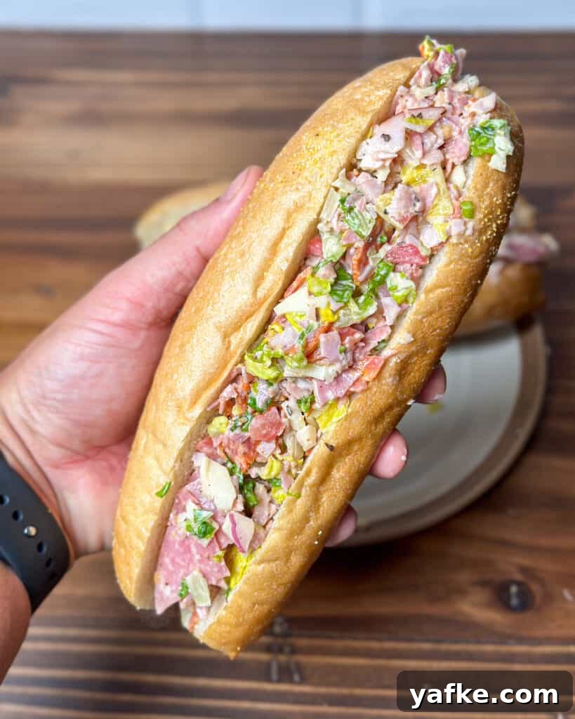 Viral Chopped Italian Sandwich Recipe: How to Make It 2 Chopped Italian sandwich