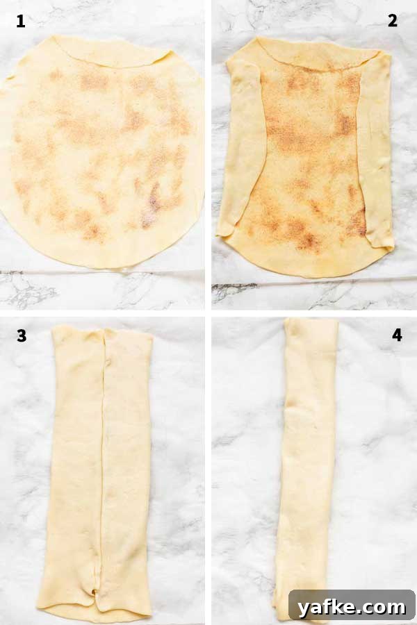 Air Fryer French Palmiers Recipe 3 Folding puff pastry dough with cinnamon sugar to make palmiers