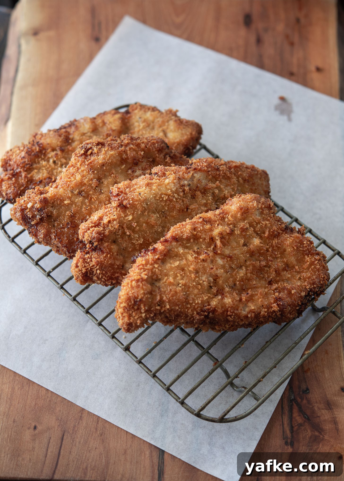 How to Make Crispy Japanese Tonkatsu in 30 Minutes 5 Japanese-style pork cutlet with crunchy crust on wire rack