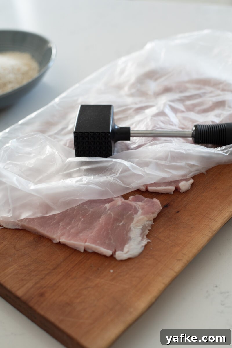 How to Make Crispy Japanese Tonkatsu in 30 Minutes 7 Pork loin slices flattened with a meat mallet